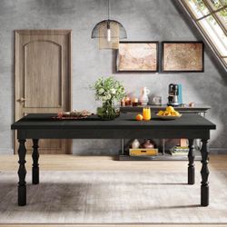 Tribesigns Wood Black Dining Table