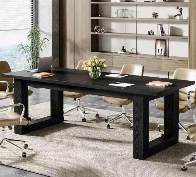 RY0253 Conference Table, Modern Office Meeting Table, 5 ft Conference Room Table with Solid Wooden Base, Large Rectangular Business Furniture Seminar