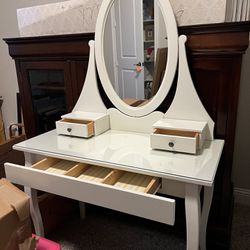 Vanity With Mirror And Chair
