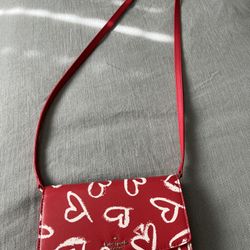 Kate Spade Laurel Way Addison Red & White Heart Crossbody/Wallet Bag New W/O Tags. 