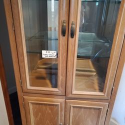 Oak And Glass Display Cabinet 