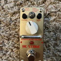 TienClef Acoustic Guitar Effect Pedal AC Stage True Bypass 3 Mode Analog Simulator for Electric Guitar Effector, Golden, Acoustic Guitar Simulator (AA