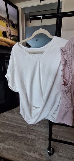 White Oversized V-Neck Drape Top