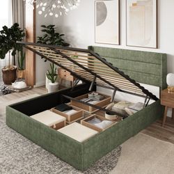 Braya Hydraulic Lift Up Storage Upholstered Platform Bed By