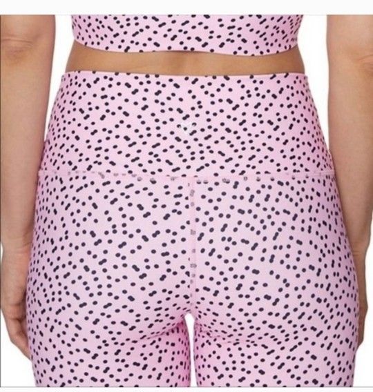Betsey Johnson Performance Bubblegum Pink Polka Dot High Rise Leggings
