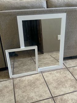 2 White Framed Mirrors