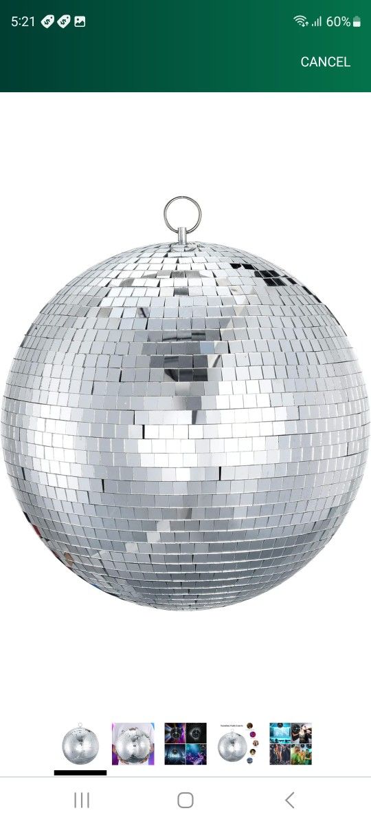 16 inch Disco Ball Decor Mirror Ball Hanging for Party Decration DJ Club Stage Bar Wedding, Silver