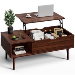 Coffee Table with Hidden Compartment and Adjustable Storage Shelf