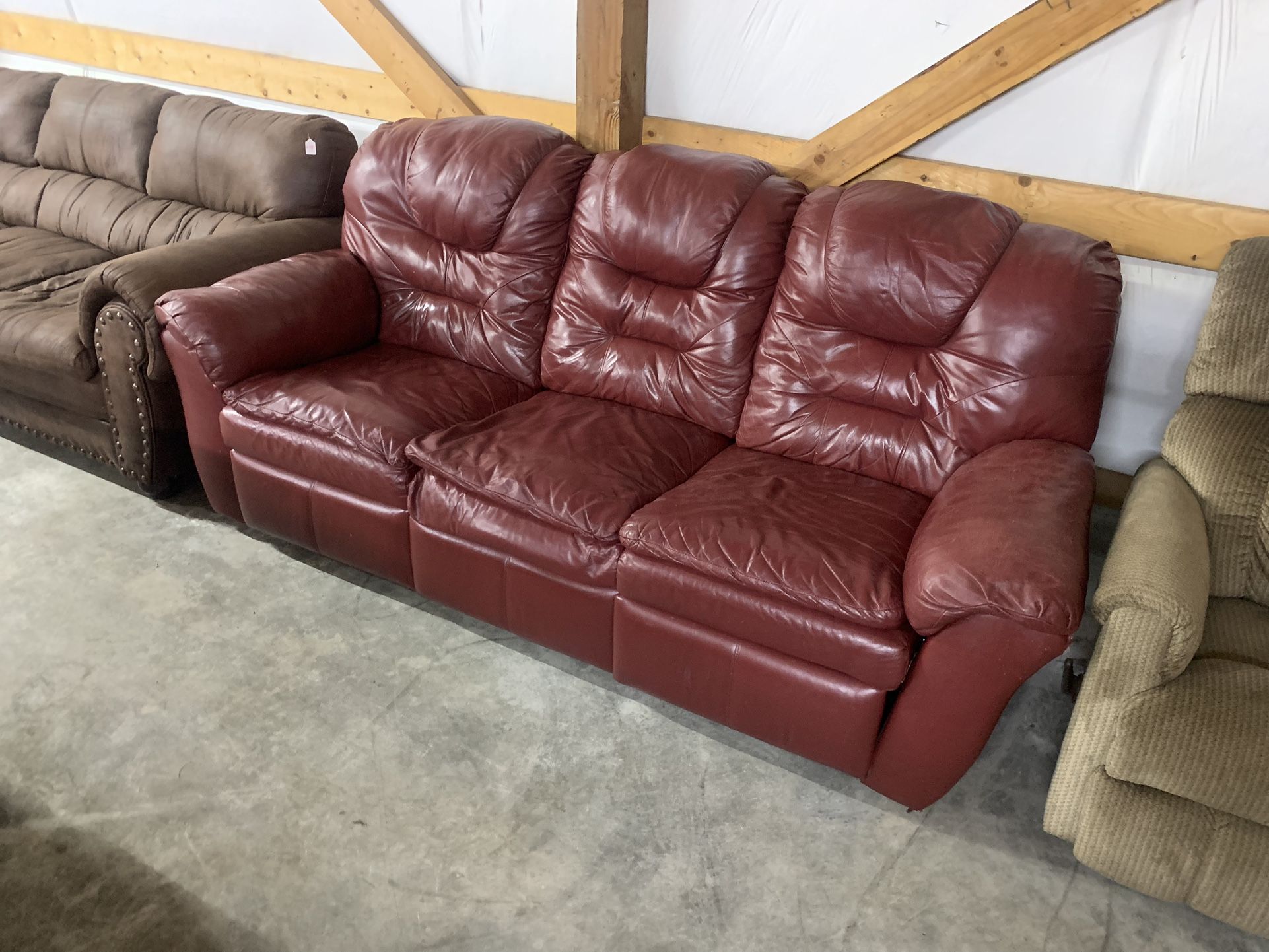 Red Leather Couch “WE DELIVER”
