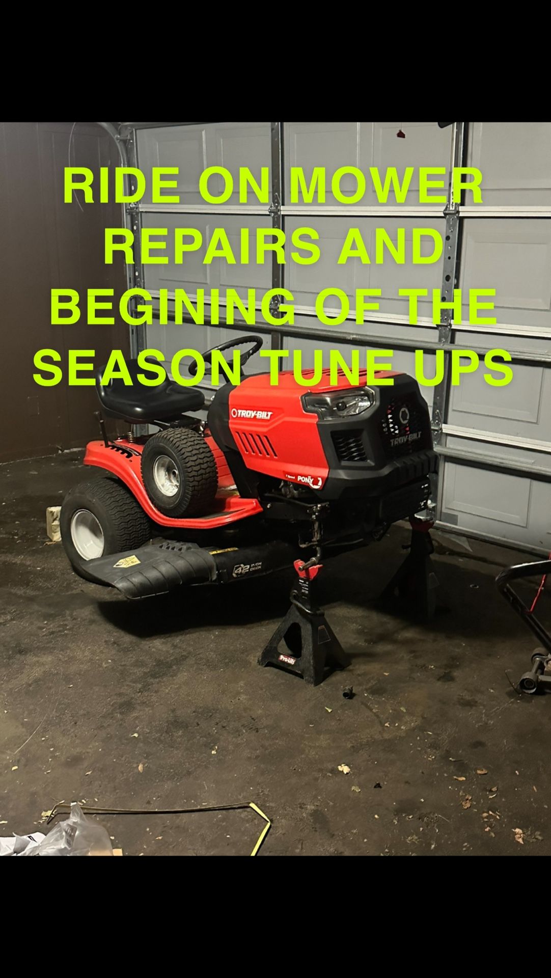 RIDE ON MOWER REPAIRS AND TUNE UPS 