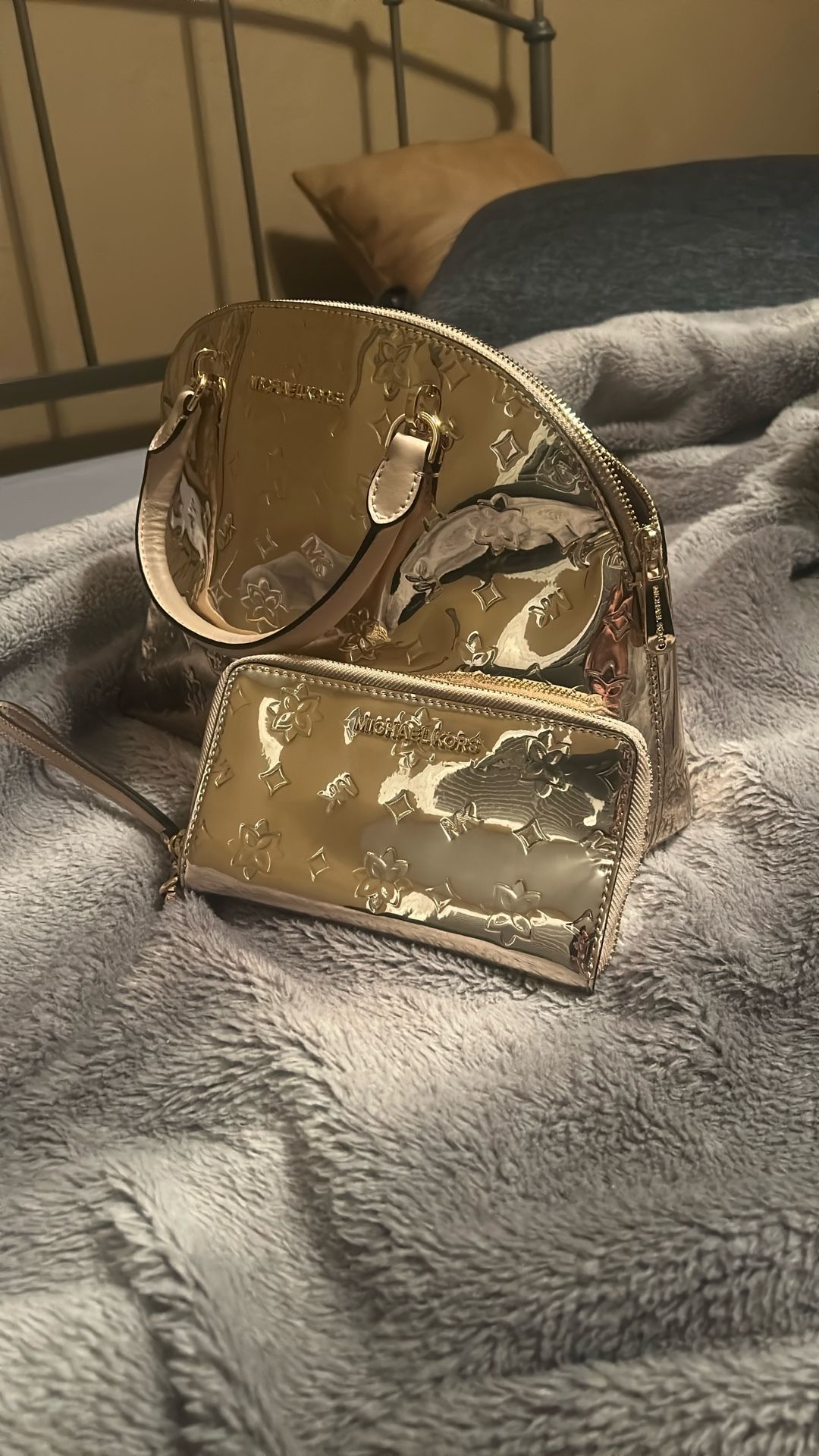 Gold Michael Kors Bag And Wallet