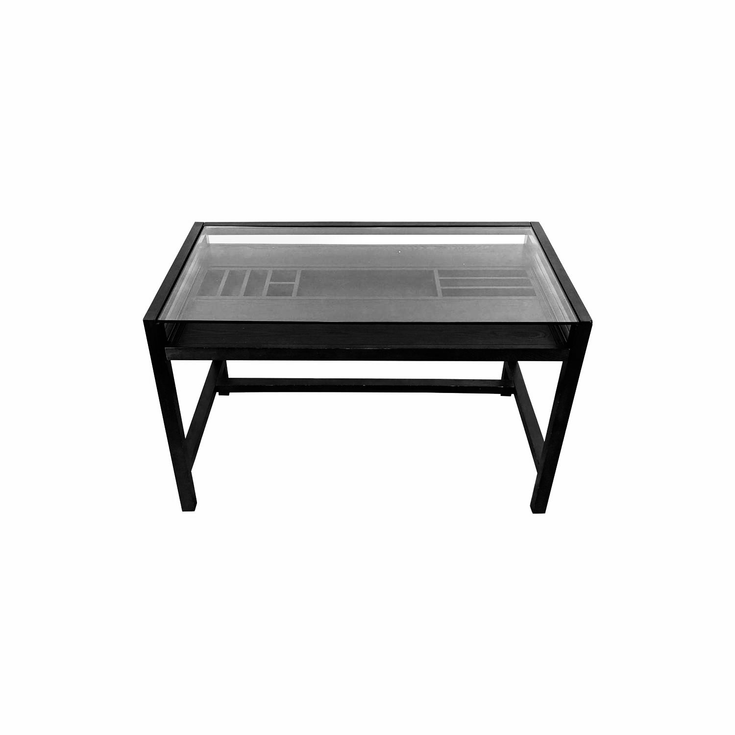 Like New Crate & Barrel Glass Top Desk with Pull Out Keyboard & Storage. 