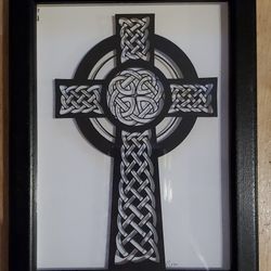 Framed Black  Celtic Cross Silhouette 