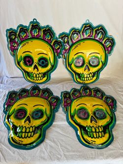 4 Halloween Skull Decorations - 21x26” Each