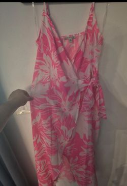 Haute Monde Pink Floral Wrap Midi Dress