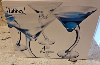 Libbey Swerve Martini Glasses Set of 4 New