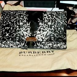Burberry Black /white Oversized Clutch 