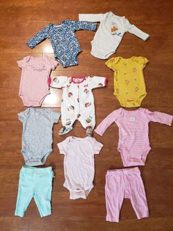 10 PIECE BABY GIRL BUNDLE- 0-3 MO