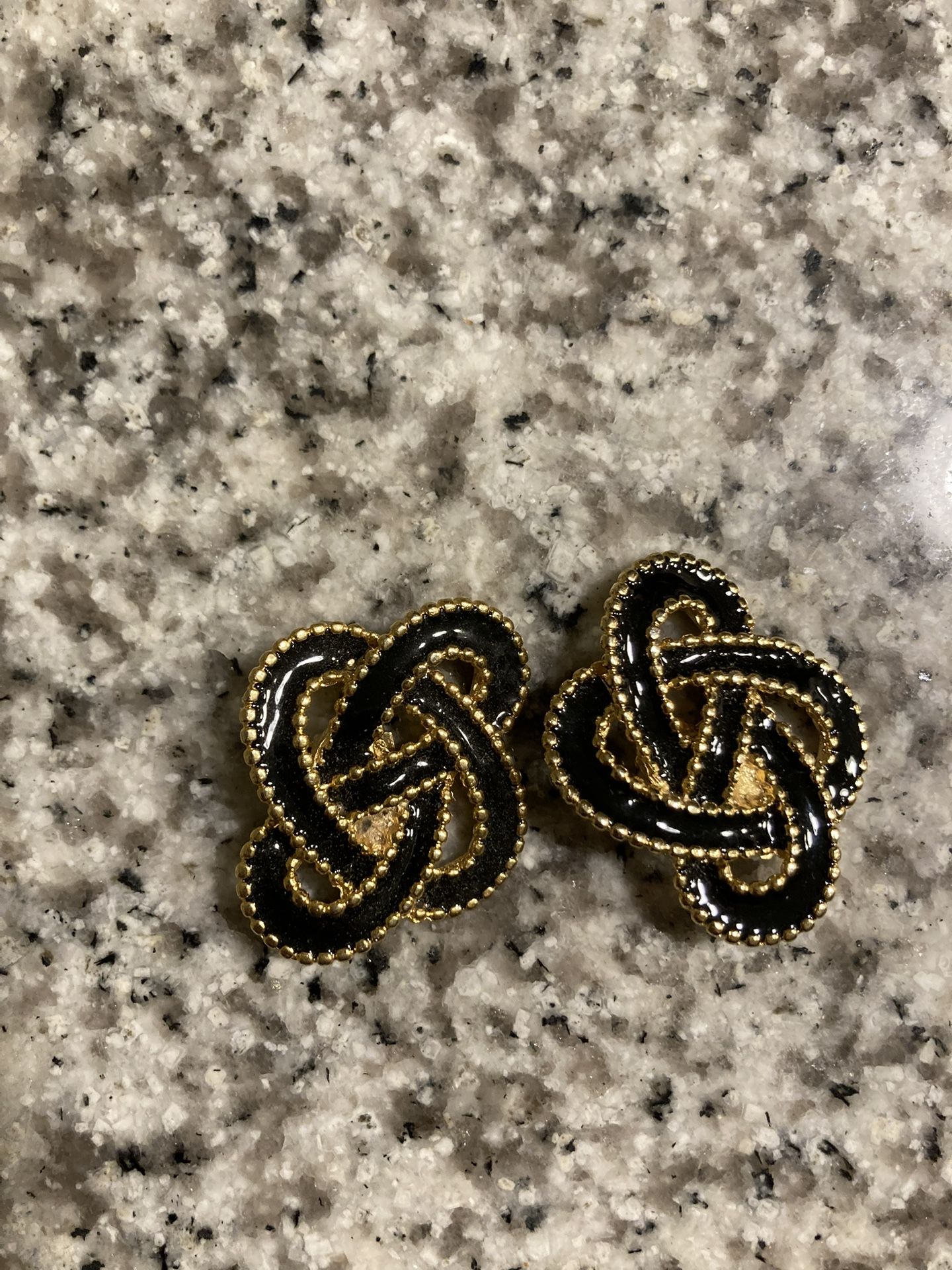 Black and gold clip on earrings