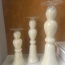 3 Glass Candle Pillars OR Use Turned Over/Vase
