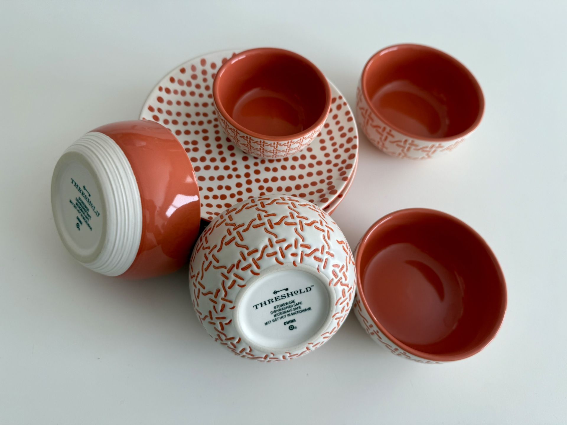 Bowls and Plates, saucers orange kitchen serving dishes