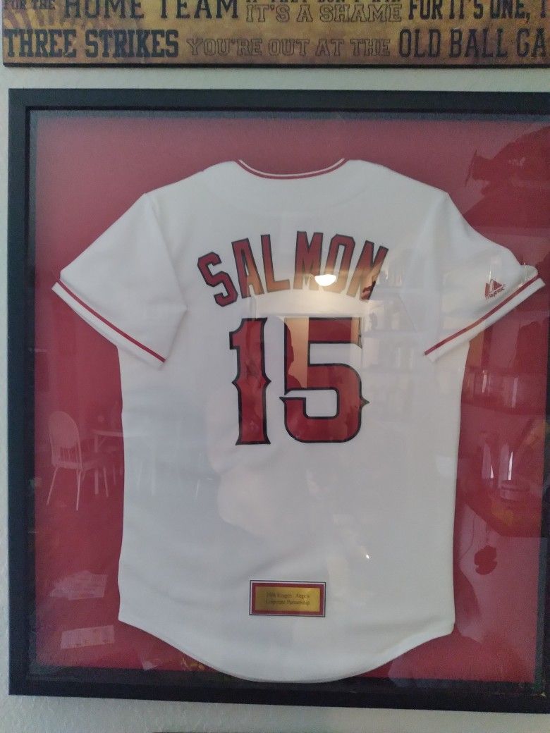 Tim Salmon, Angels Autographed Framed Jersey