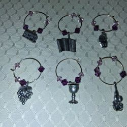 WINE GLASS CHARMS, 6 Pieces