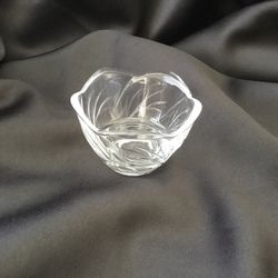 Lovely Floral Clear Glass Trinket Bowl 