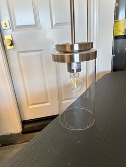 Brushed Nickel Pendant Light with Glass Shade
