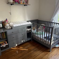 Crate And Barrel Crib And Dresser/changing Table  Set
