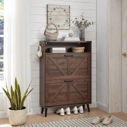 Farmhouse Shoe Organizer, Walnut