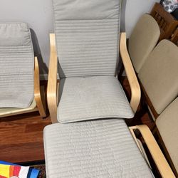 IKEA Poang Chairs And Foot Rest