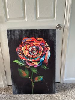 Colorful Graffiti Rose Canvas Wall Art