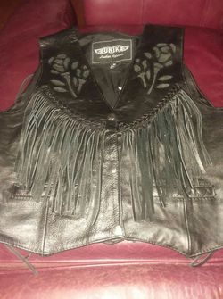 Leather biker vest