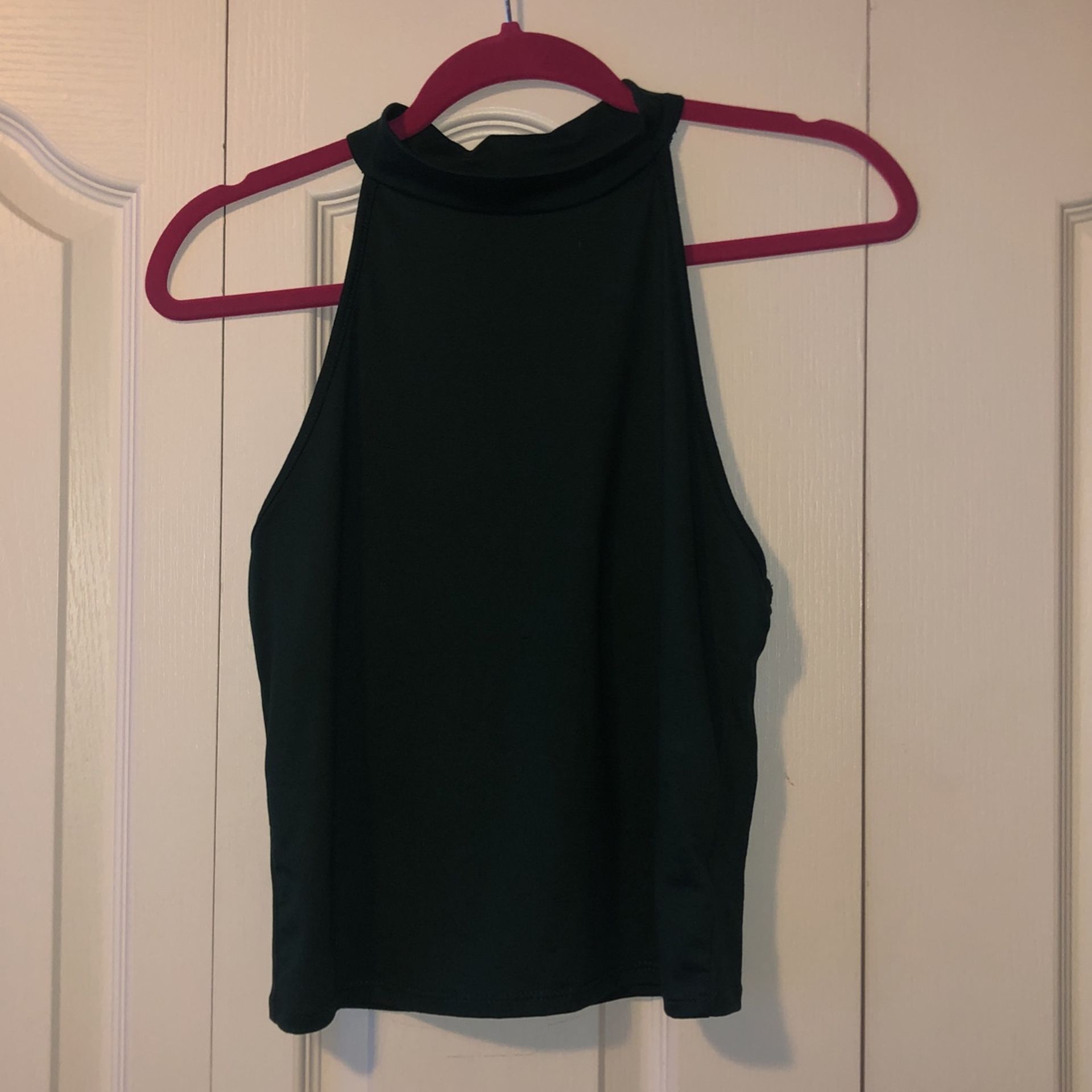 Green Halter Top With Open Back