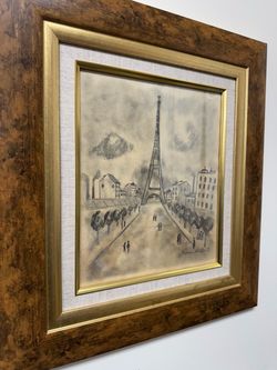 Hand drawn signed Maurice Utrillo antique drawing french picasso gold monet era