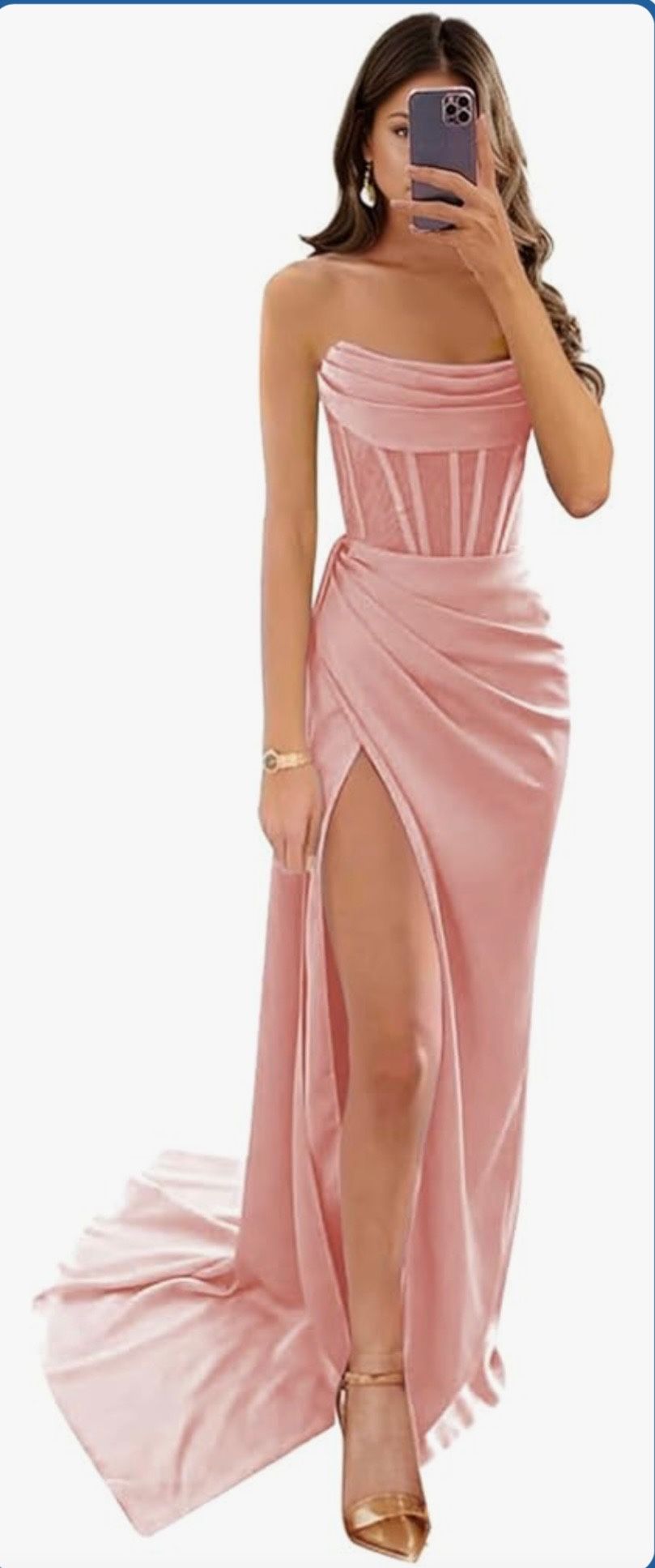 Blush Pink Dress Satin $50