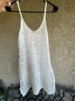 White Knit Crochet Sleeveless Cover-Up Tank Top