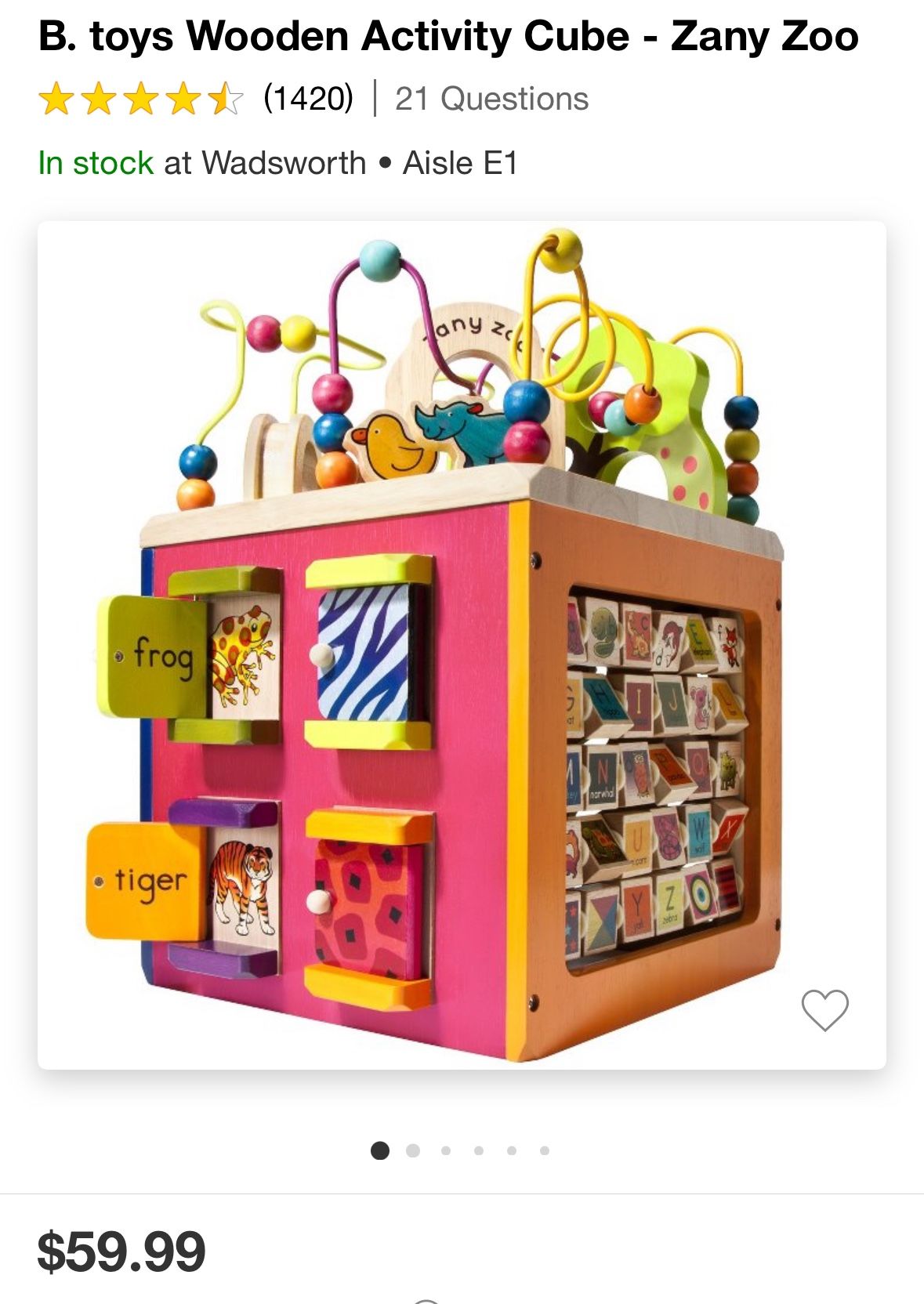 B. toys Wooden Activity Cube - Zany Zoo