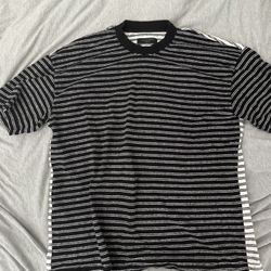 All saints black and white striped tee shirt heavyweight sz medium