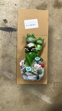 Frog Pair Reading Book Garden Figurine