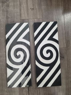 Black and White Spiral Wall Art Panels Set of 2
