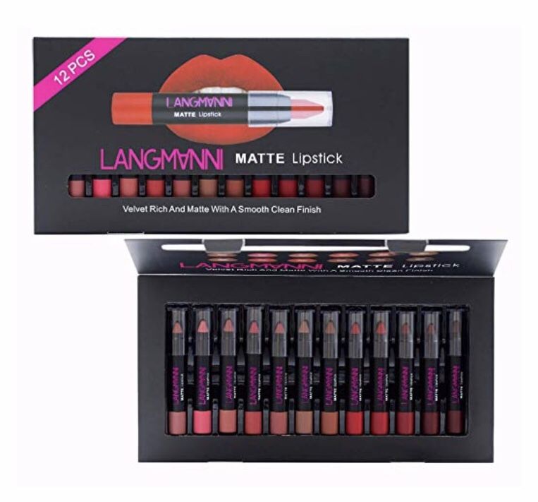 Petansy 12pcs Matte Lipstick Set Waterproof Velvet Nude Lipstick Kits Matte Cosmetics Moisturizing Matte Lip Pencil Crayon with Gift Box