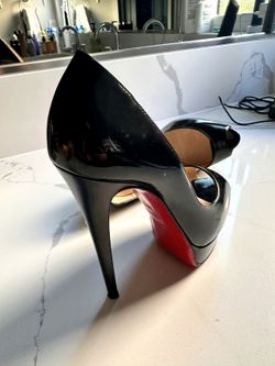 Christian Louboutin Lady Peep 150 Black Patent Pumps 35.5