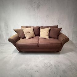 Brown Faux Suede Loveseat