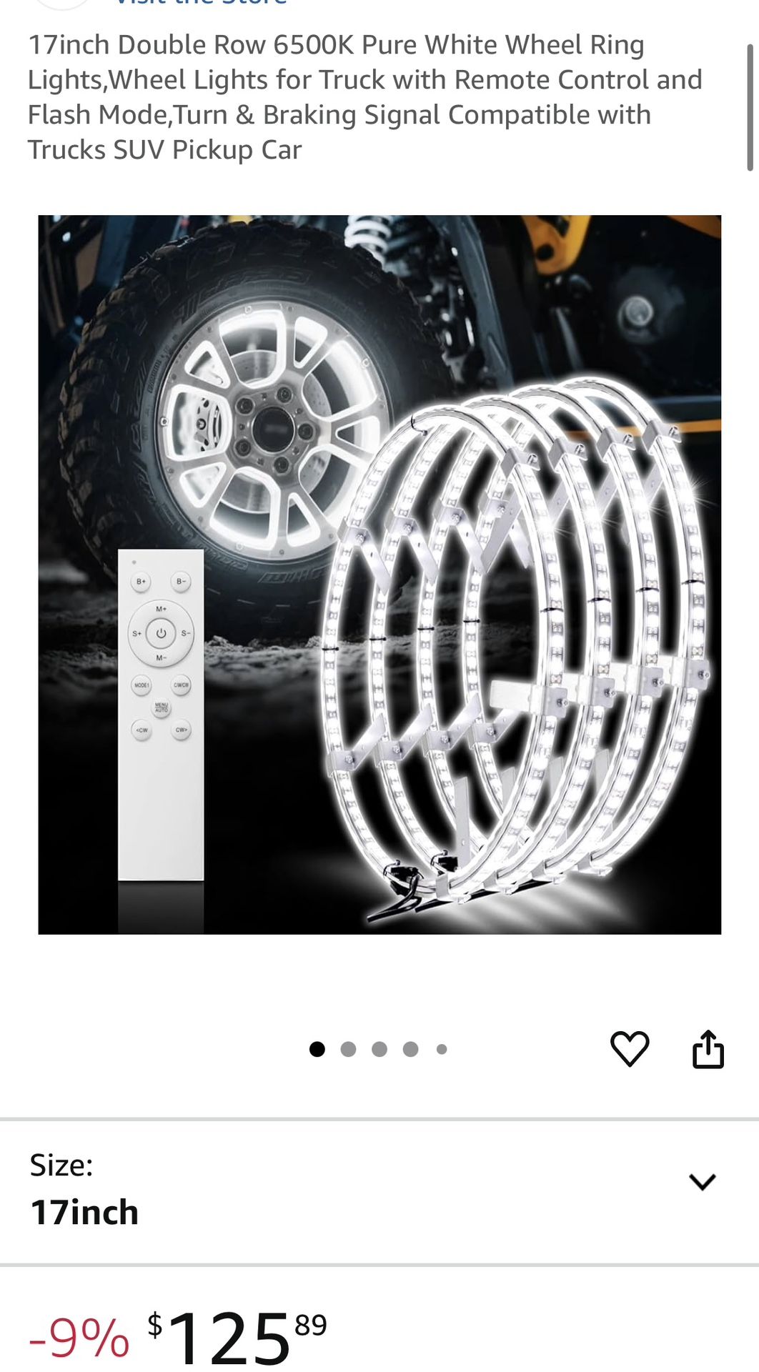 17inch Double Row 6500K Pure White Wheel Ring Lights