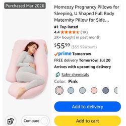 Momcozy pregnancy pillow, full body for side sleeping, like new! Only used 6 times.