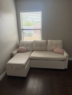 White couch with storage