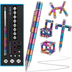 Brand New Fidget Pen, 2-in-1 Writing and Fidget Tool for Desk Play, Buildable Magnetic Pen with Stylus Tips and Refills, Novelty Christmas Stocking St
