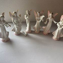 🎶 Vintage Porcelain Musical Angels – 6 Figurines – $30